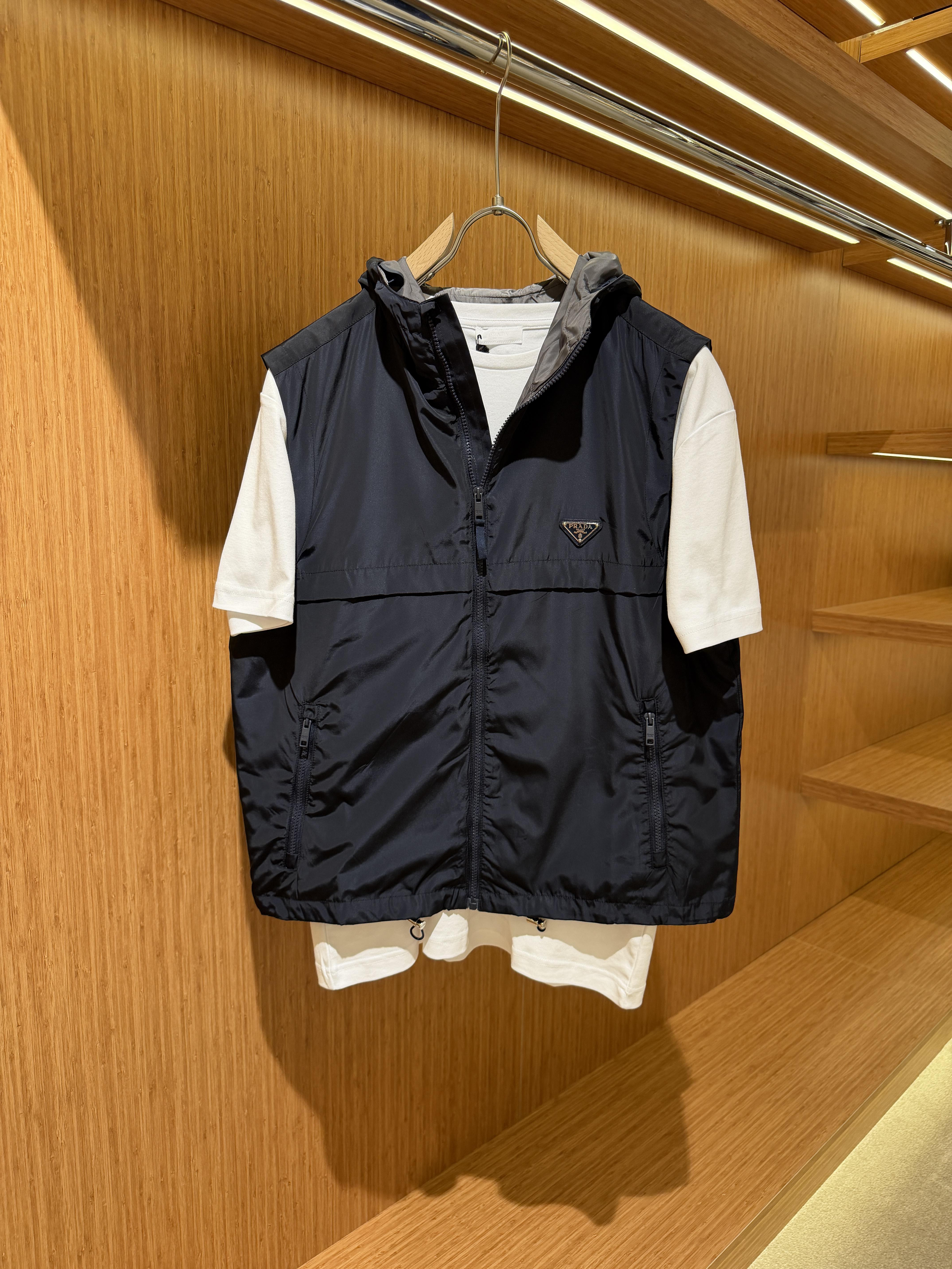Prada Hooded Vest Navy