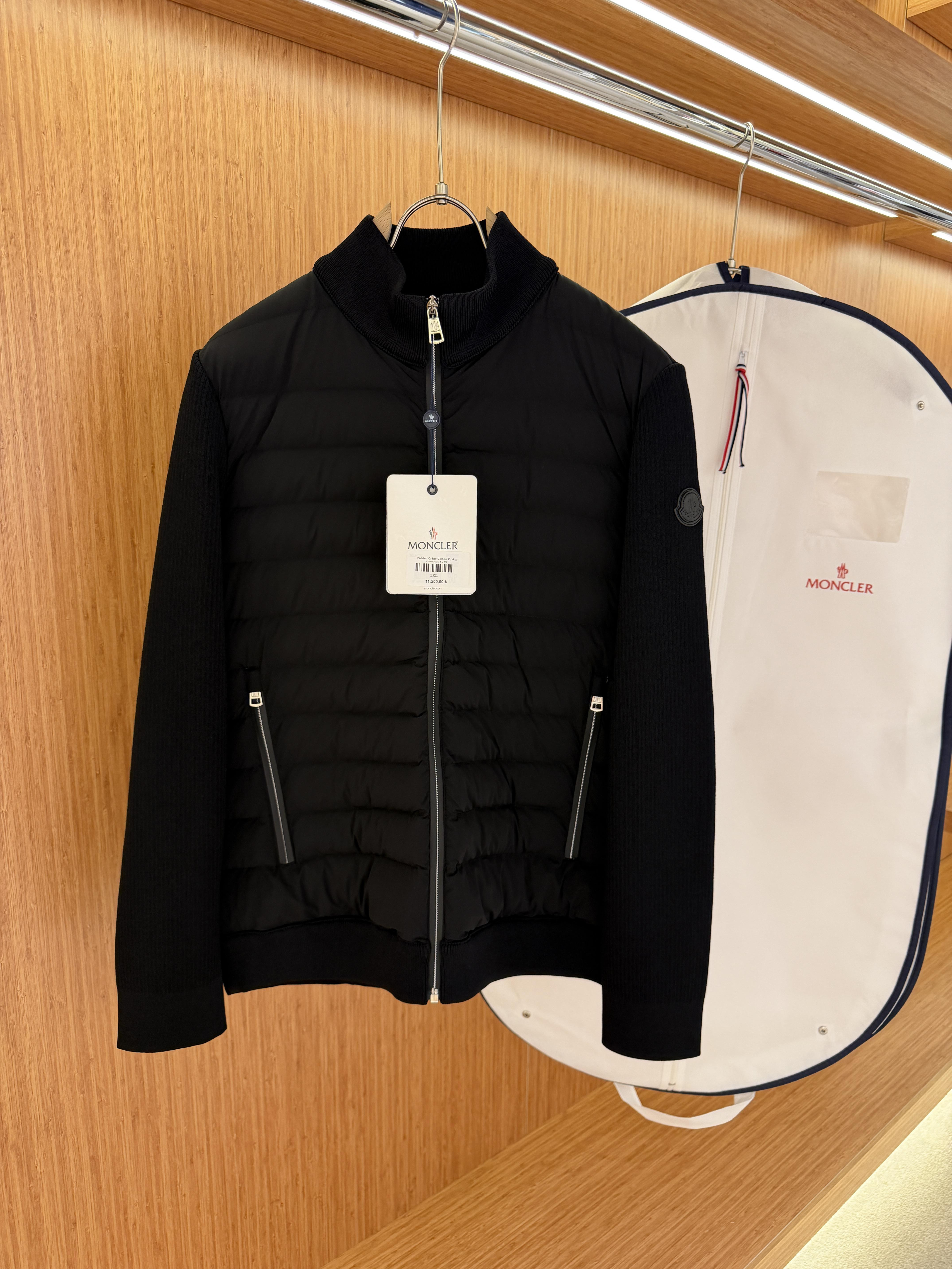 Padded Crêpe Cotton Zip-Up Cardigan 1
