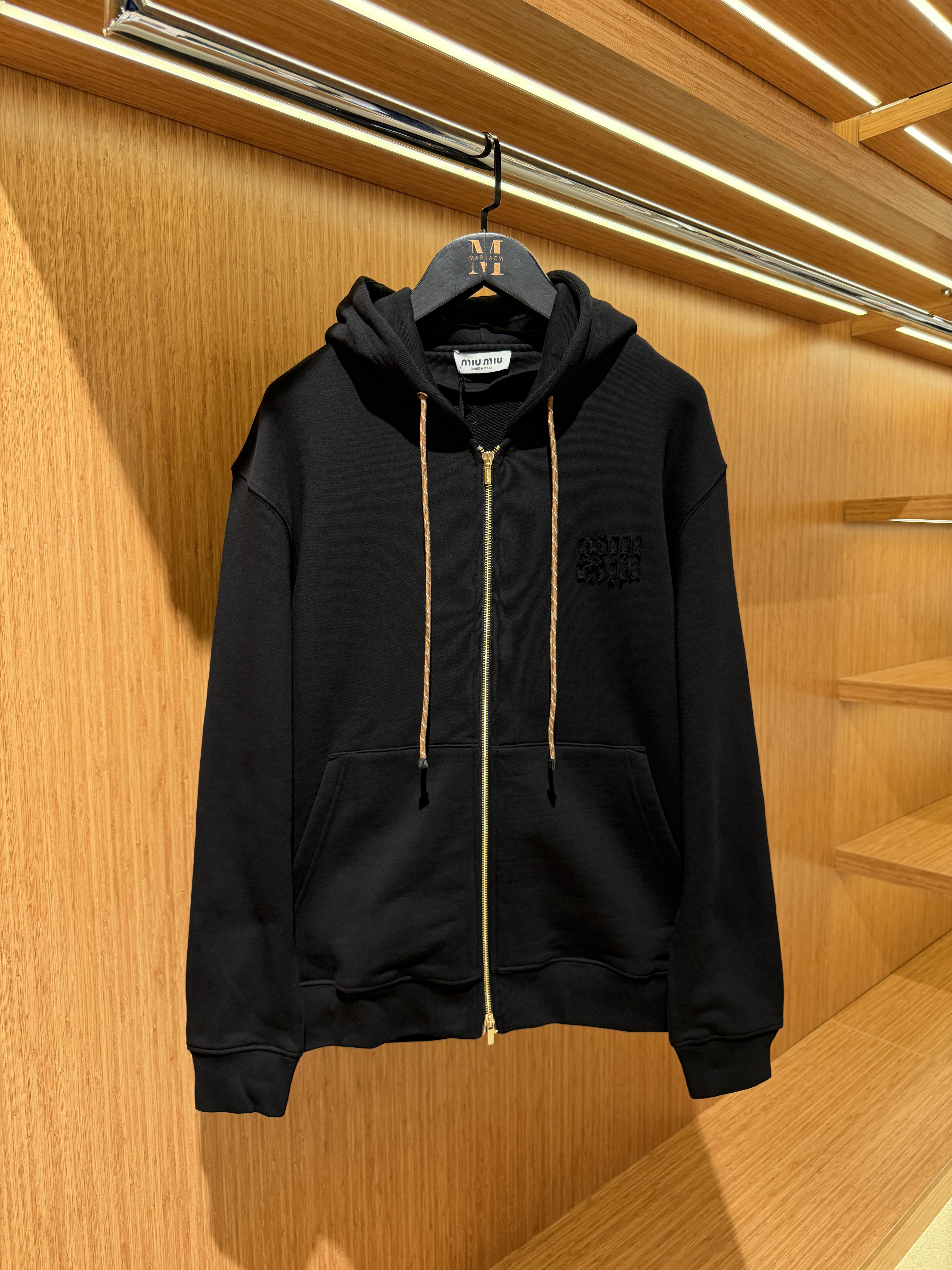Miu Miu Pamuklu Polar Sweatshirt Black