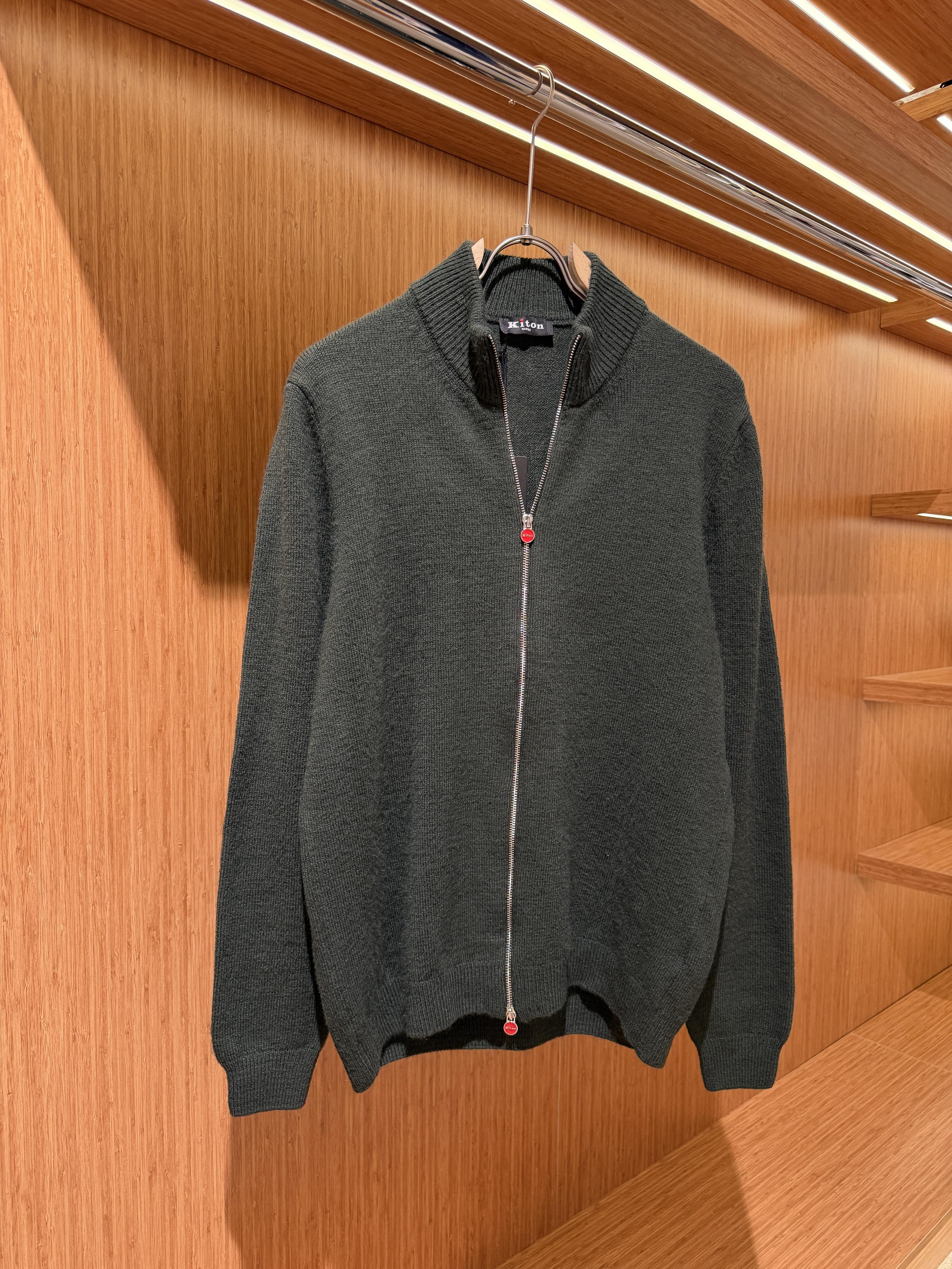 Kiton zip fermuar haki yün hırka