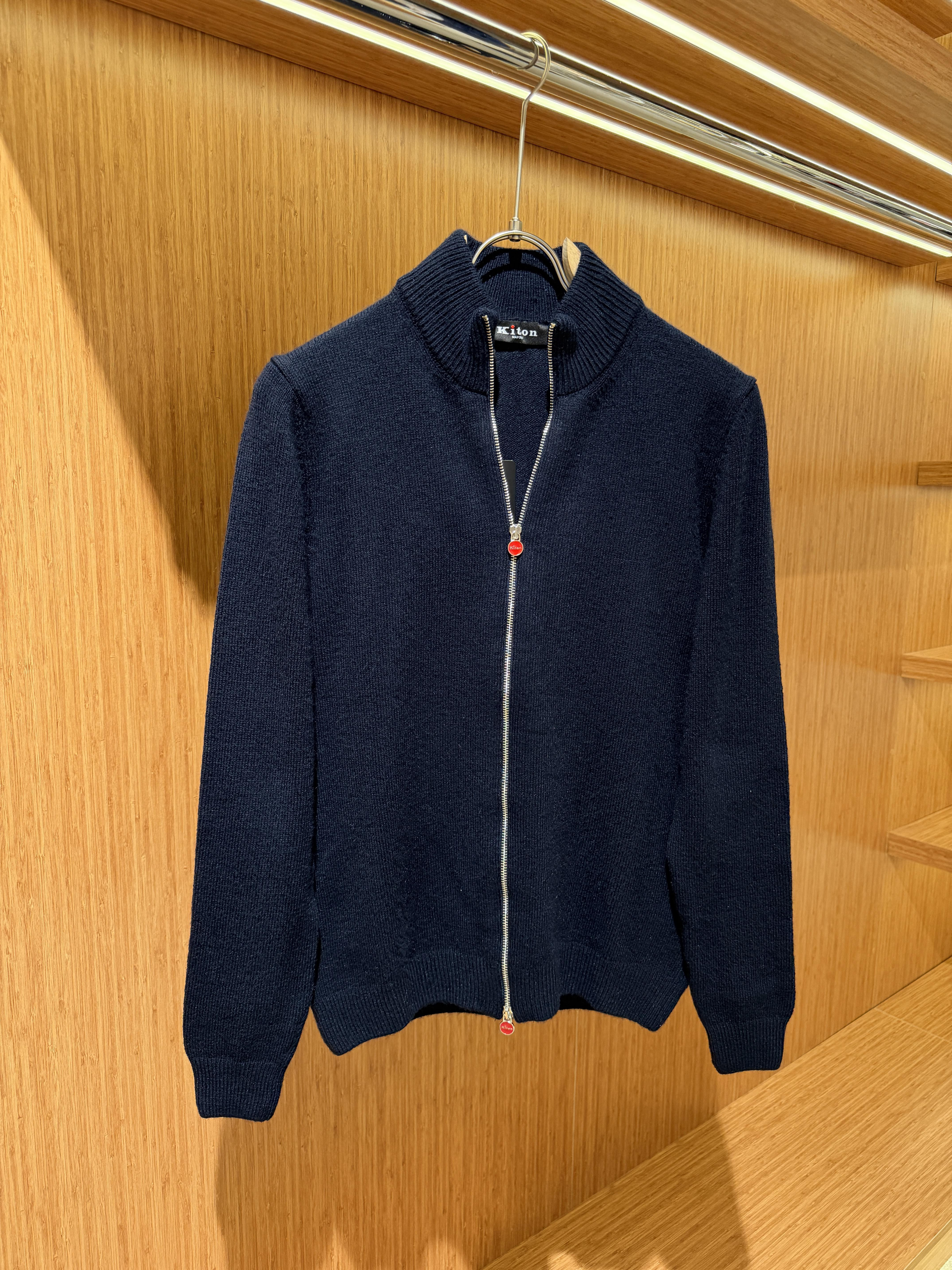 Kiton zip fermuar lacivert yün kazak