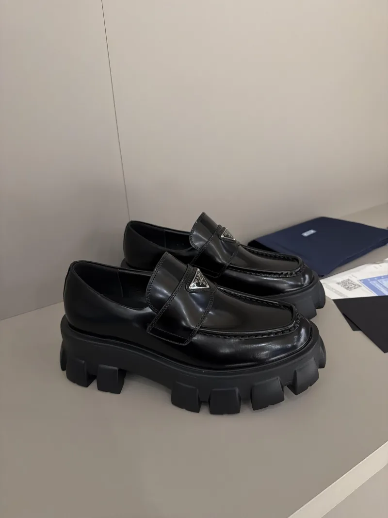 Prada Brushed leather Monolith loafers