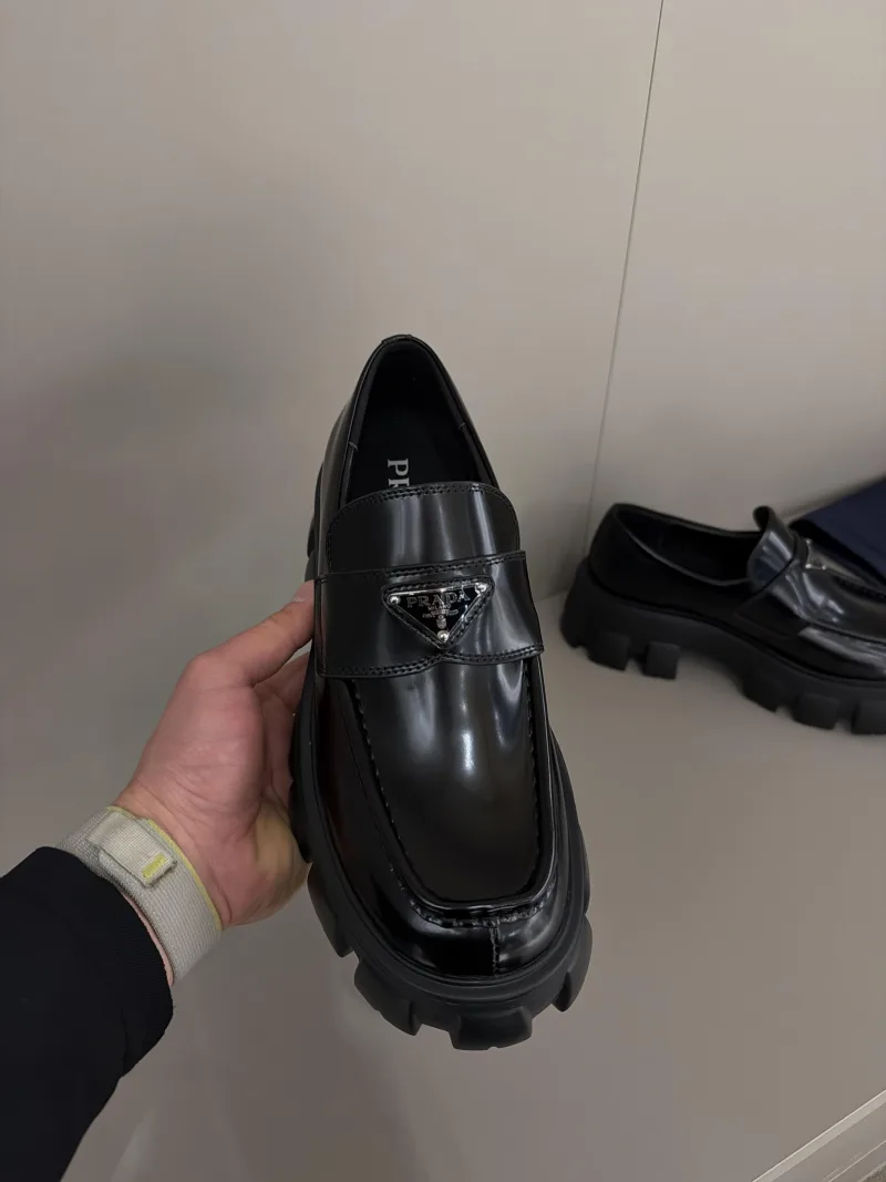 Prada Brushed leather Monolith loafers