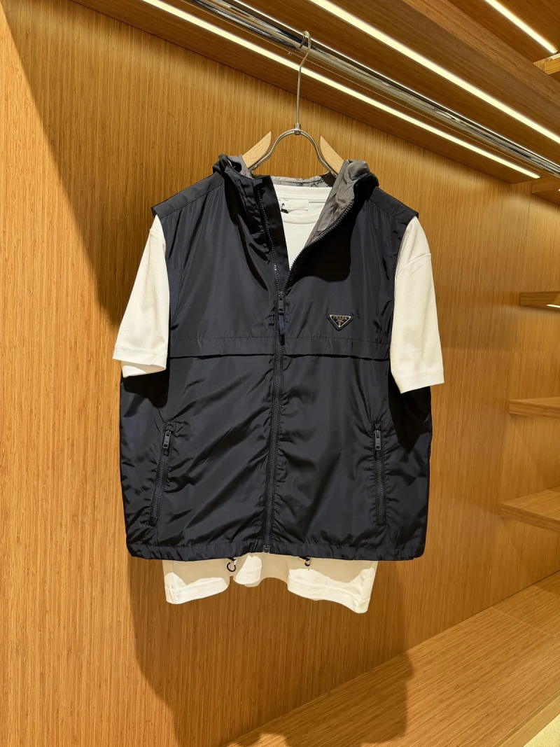 Prada Hooded Vest Navy