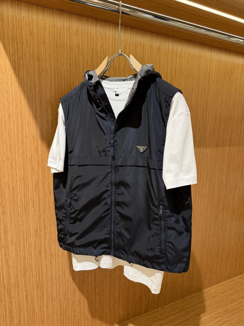Prada Hooded Vest Navy