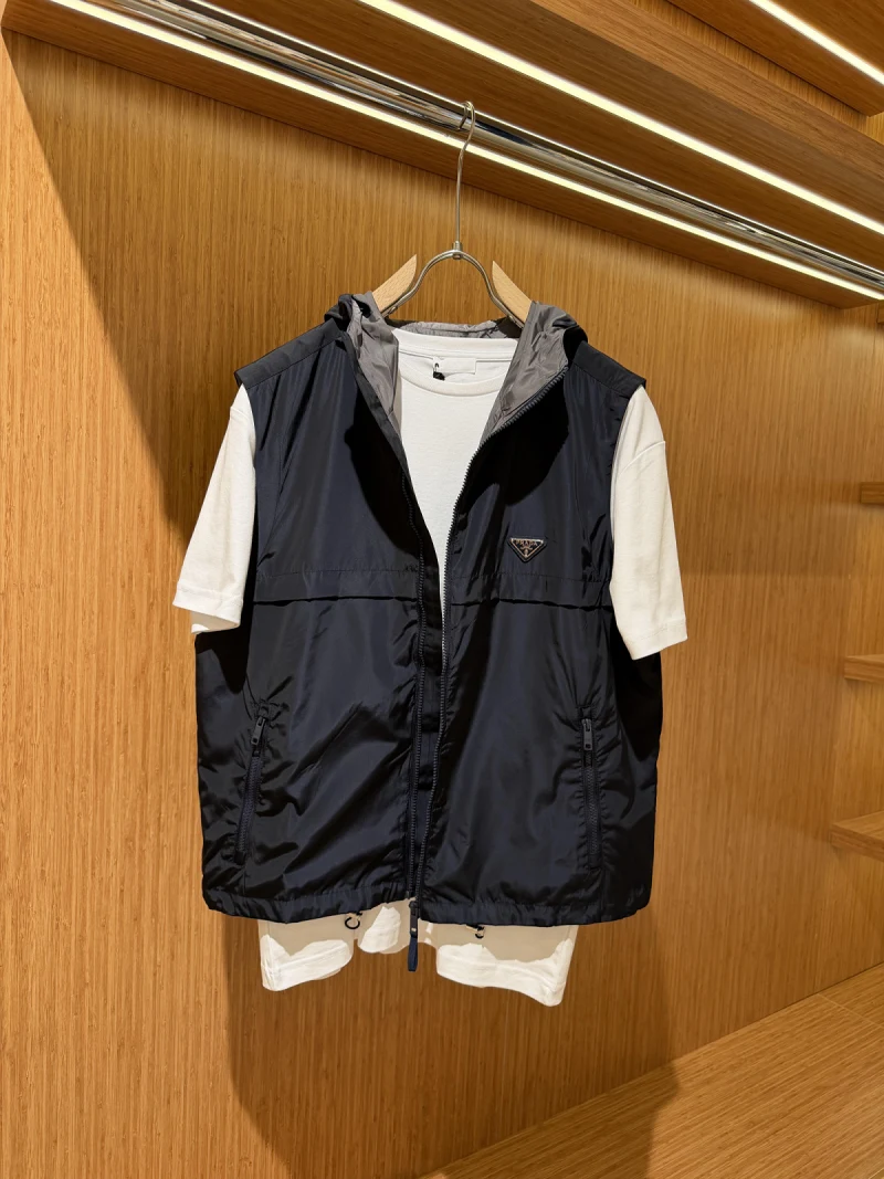 Prada Hooded Vest Navy