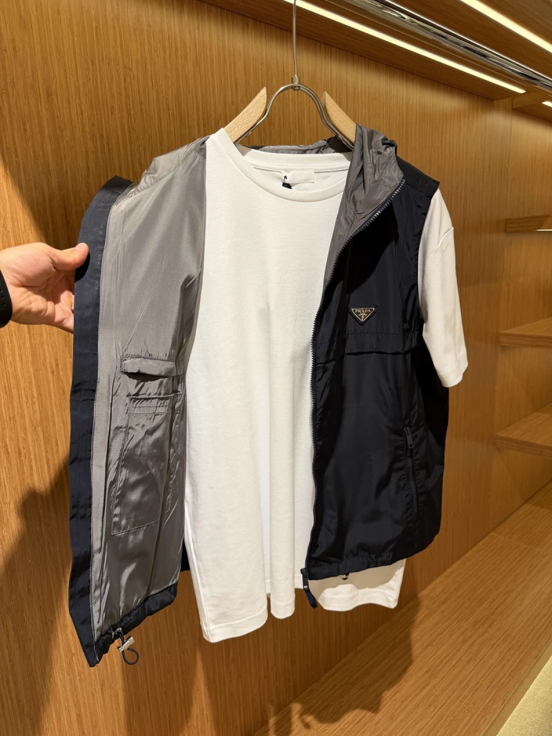 Prada Hooded Vest Navy