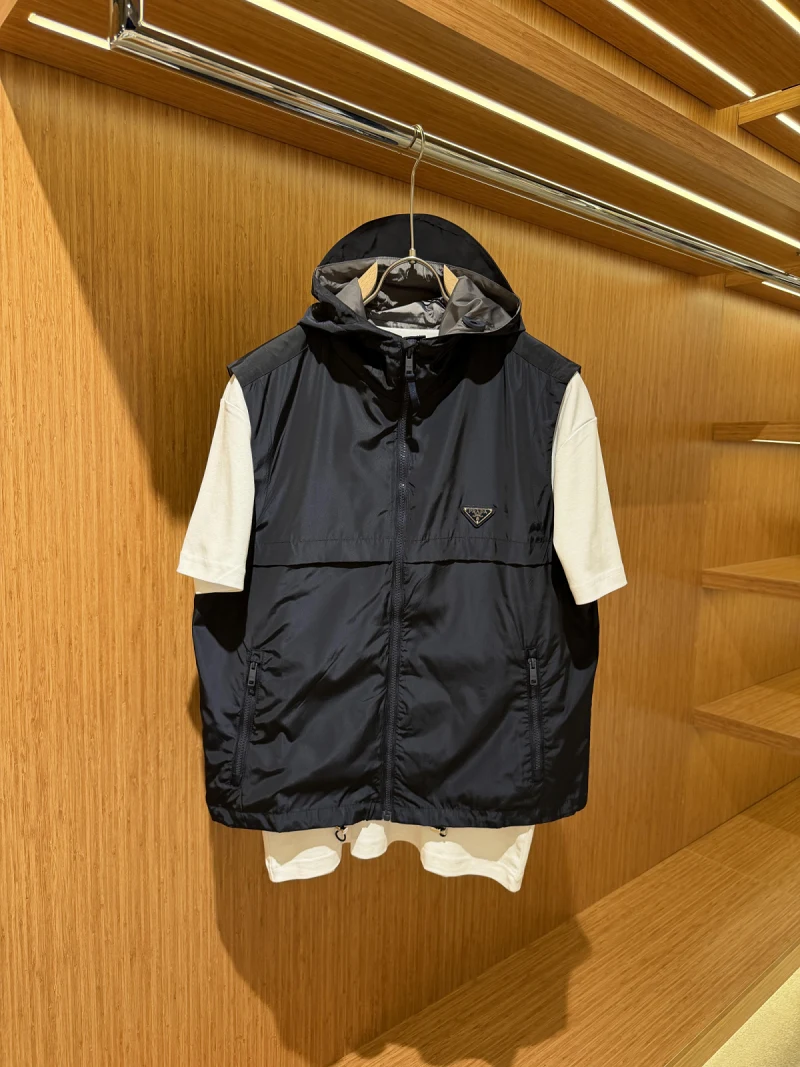 Prada Hooded Vest Navy