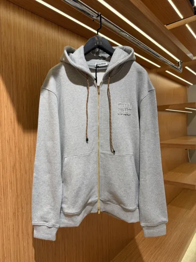 Miu Miu Pamuklu Polar Sweatshirt Gray