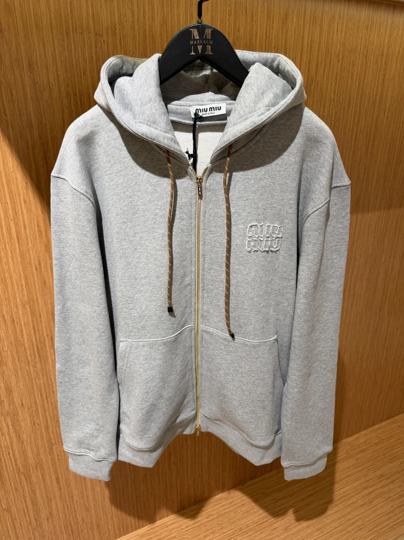 Miu Miu Pamuklu Polar Sweatshirt Gray