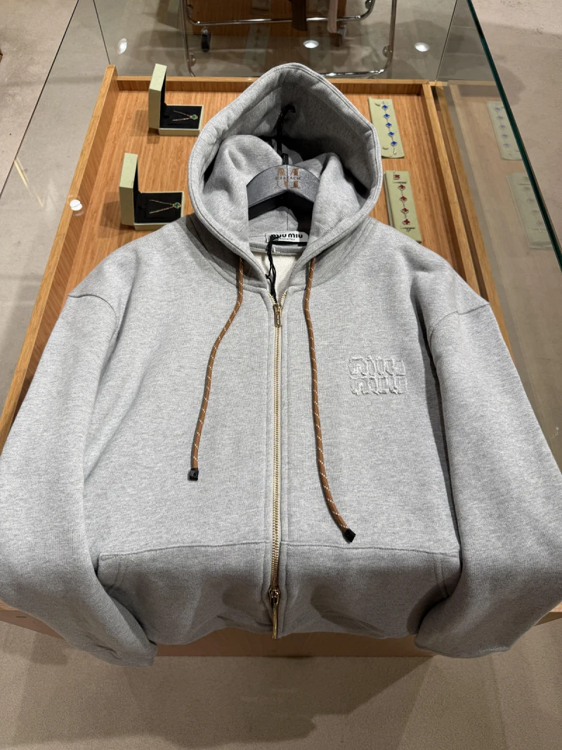 Miu Miu Pamuklu Polar Sweatshirt Gray