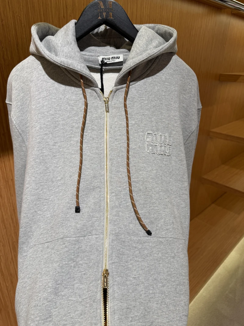 Miu Miu Pamuklu Polar Sweatshirt Gray