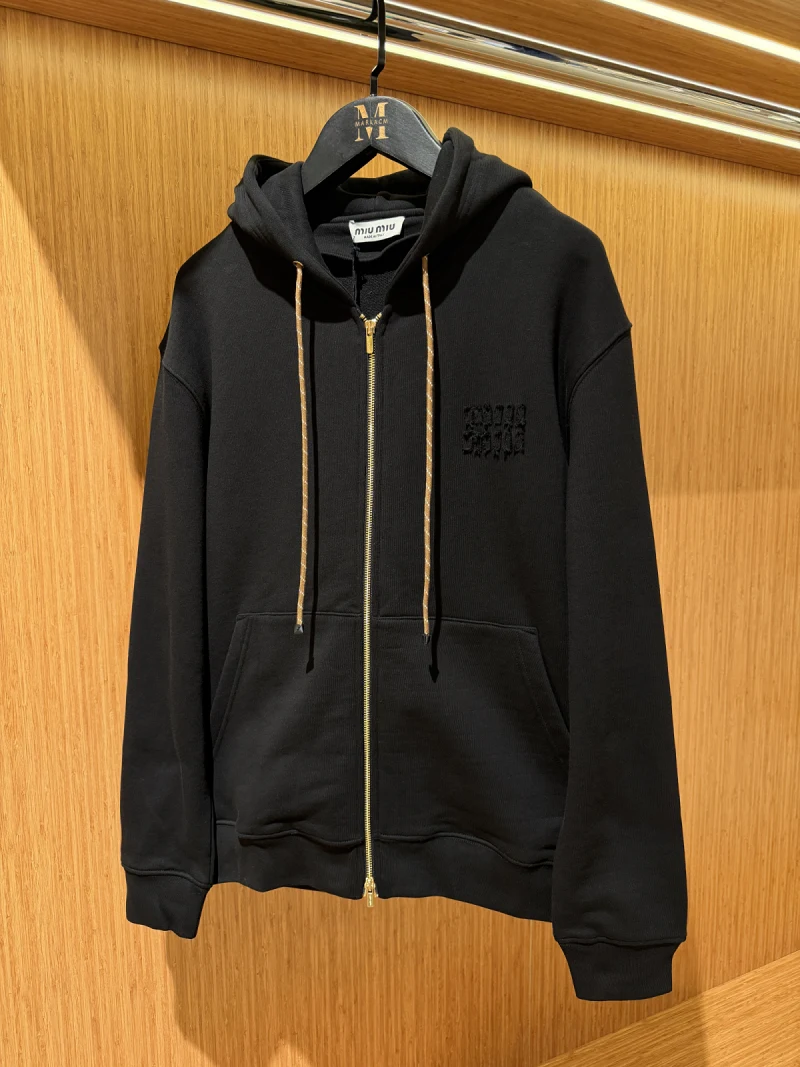 Miu Miu Pamuklu Polar Sweatshirt Black