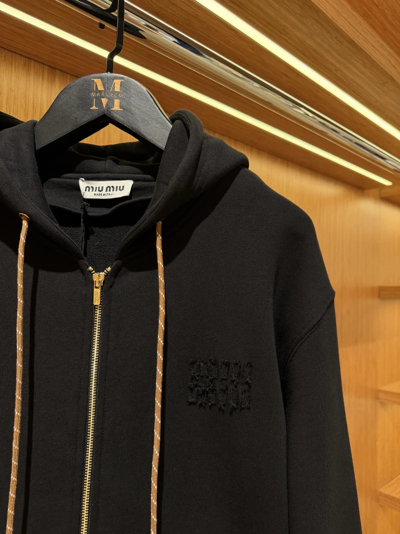 Miu Miu Pamuklu Polar Sweatshirt Black