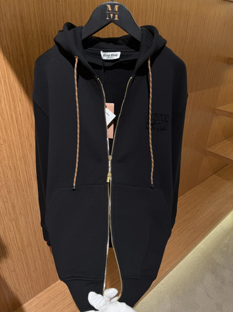 Miu Miu Pamuklu Polar Sweatshirt Black