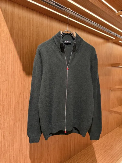 Kiton zip fermuar haki yün hırka