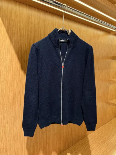 Kiton zip fermuar lacivert yün kazak