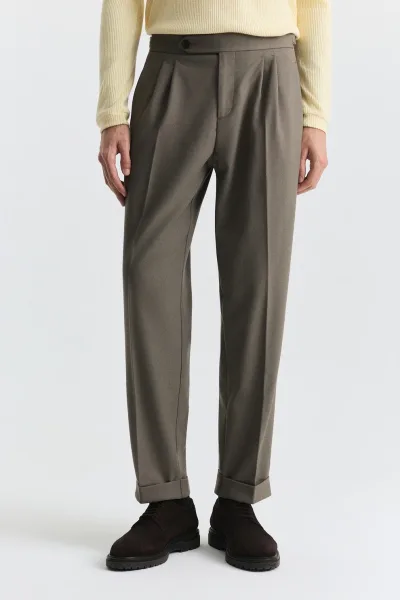 Tapered Fit Çift Pileli Pantolon