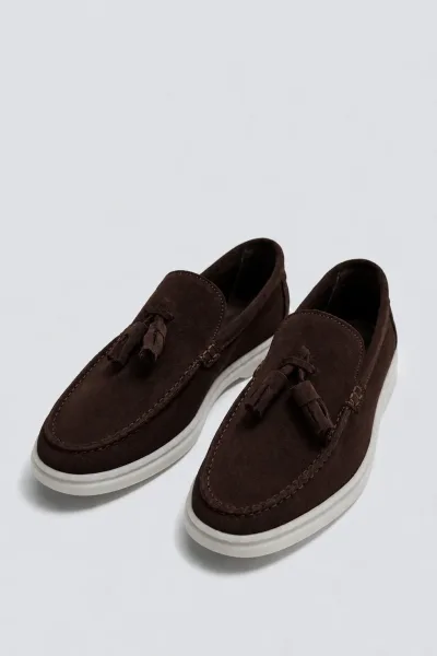 Püsküllü %100 Süet Loafer