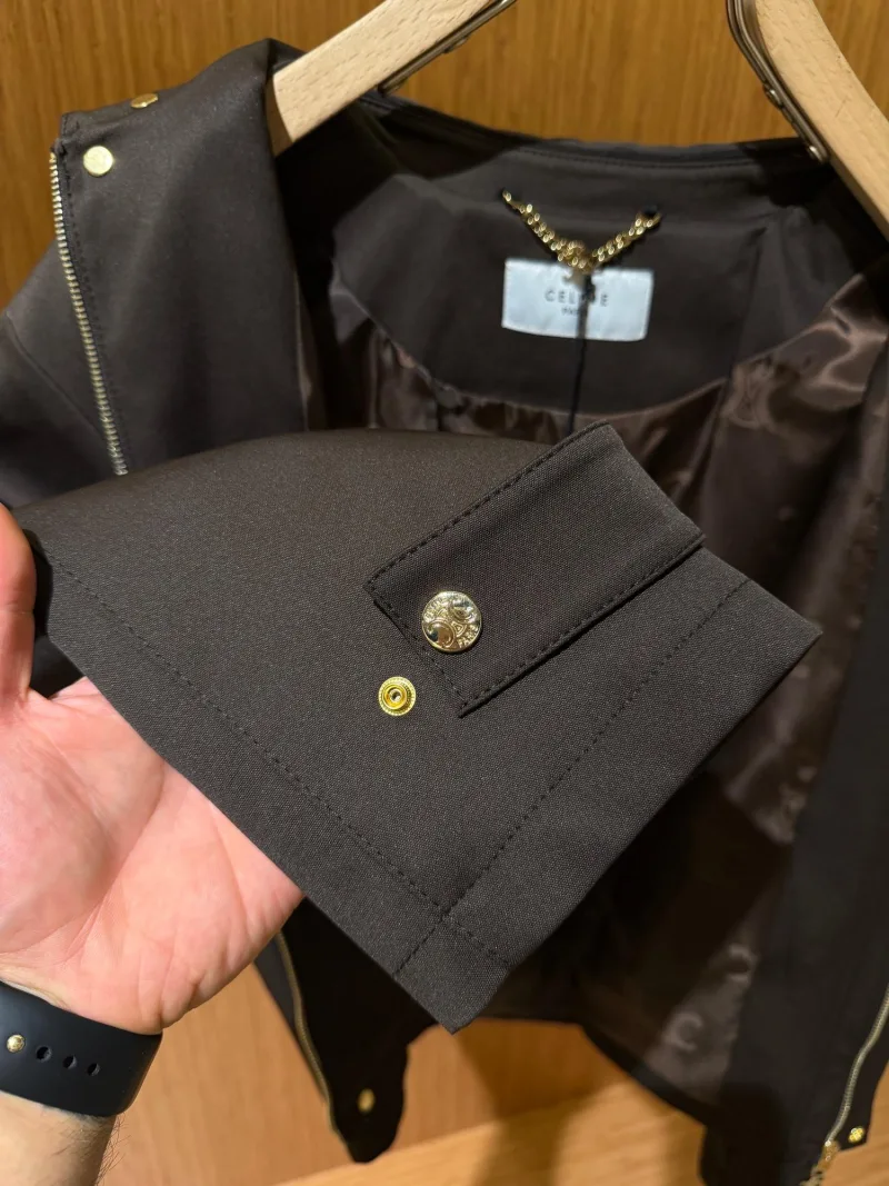 Celine Kahve Gold Düğmeli Ceket