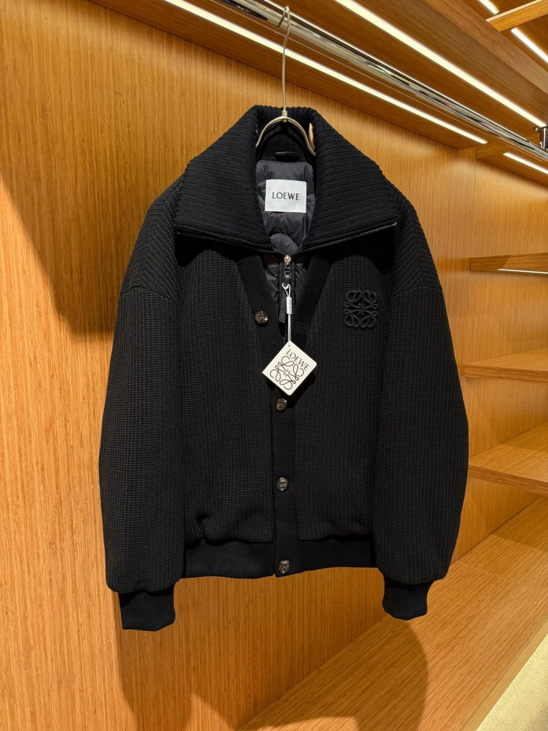 Loewe Black Knit Bomber Jacket