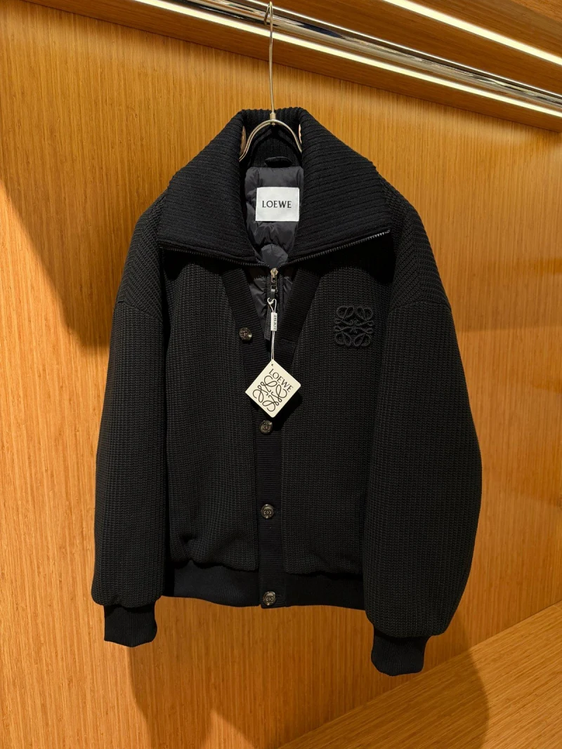 Loewe Black Knit Bomber Jacket