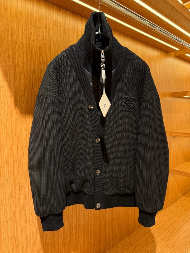 Loewe Black Knit Bomber Jacket