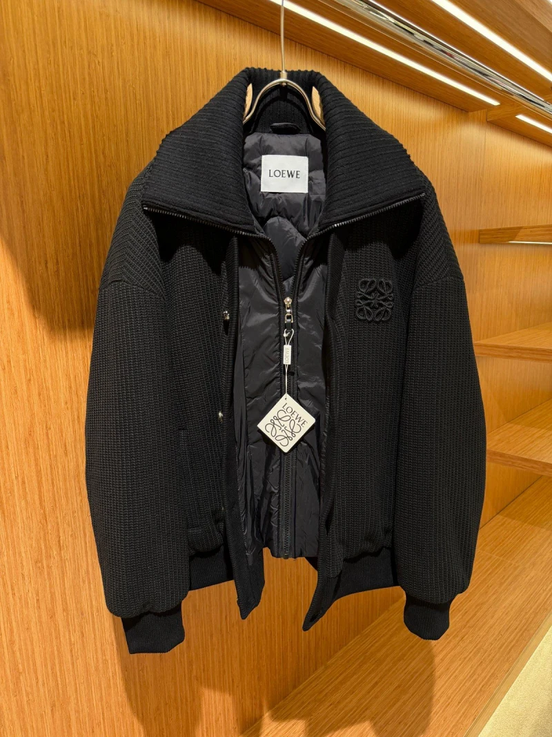 Loewe Black Knit Bomber Jacket