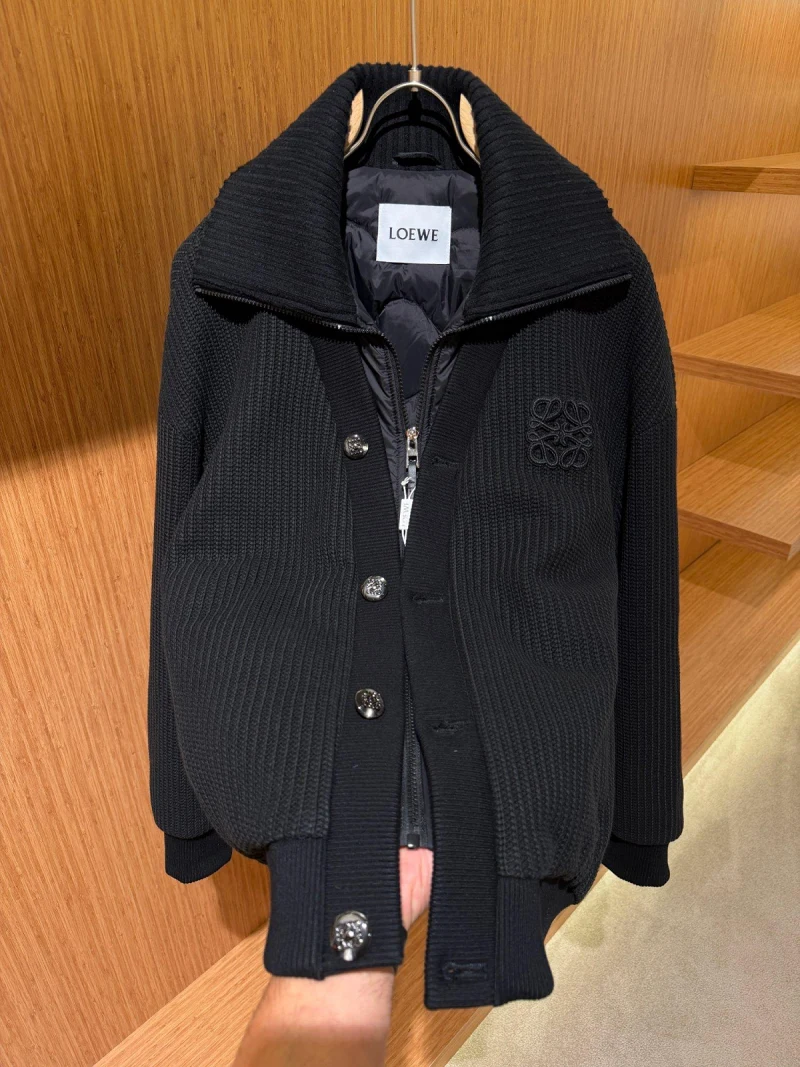 Loewe Black Knit Bomber Jacket