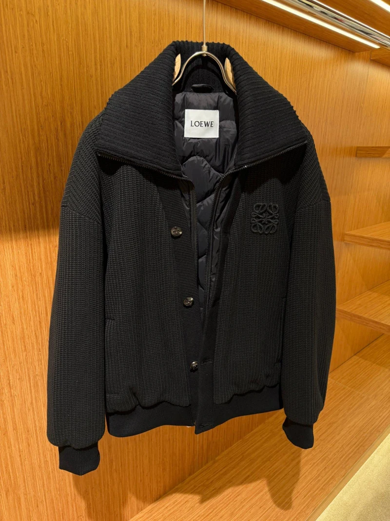 Loewe Black Knit Bomber Jacket