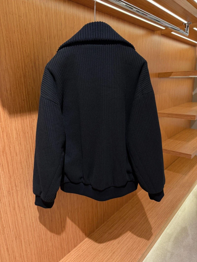 Loewe Black Knit Bomber Jacket