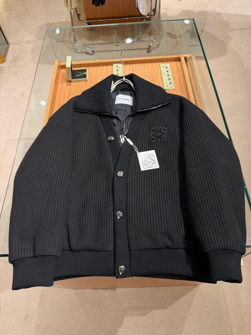Loewe Black Knit Bomber Jacket