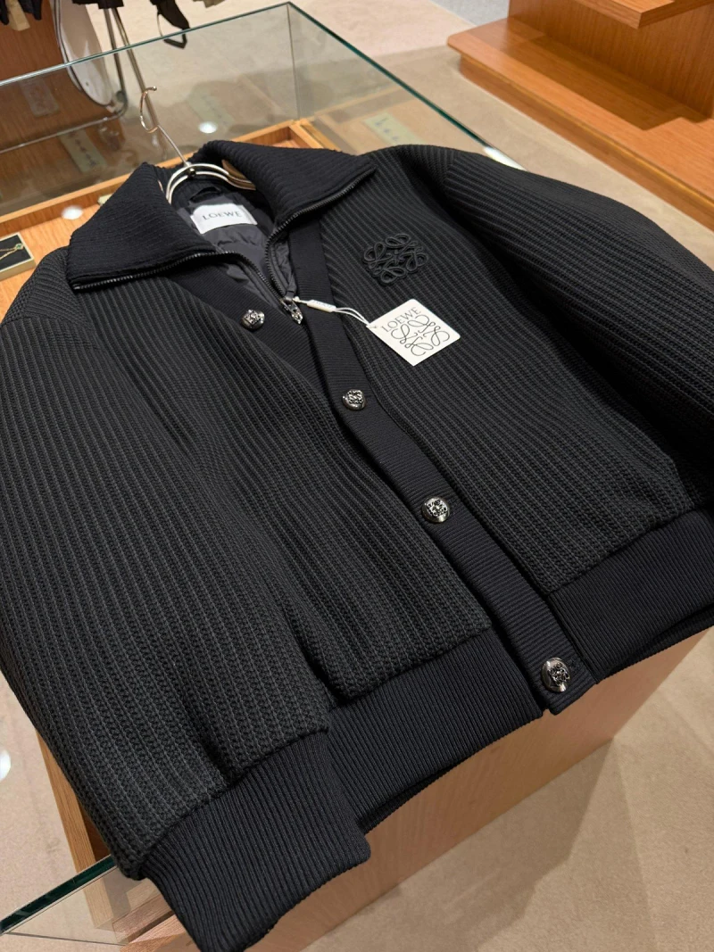Loewe Black Knit Bomber Jacket