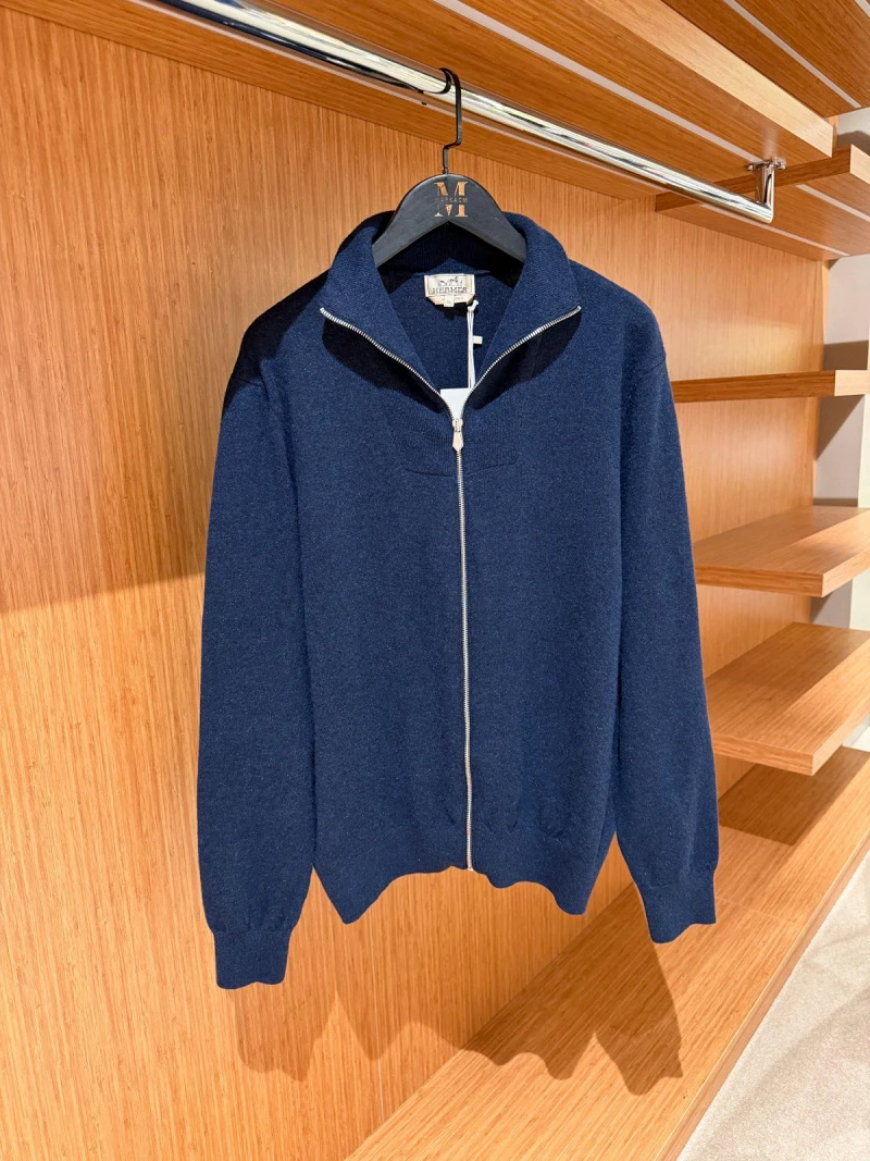 Hermes Zipped Hırka Navy Blue