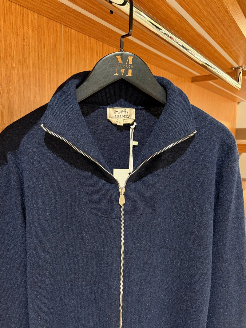 Hermes Zipped Hırka Navy Blue