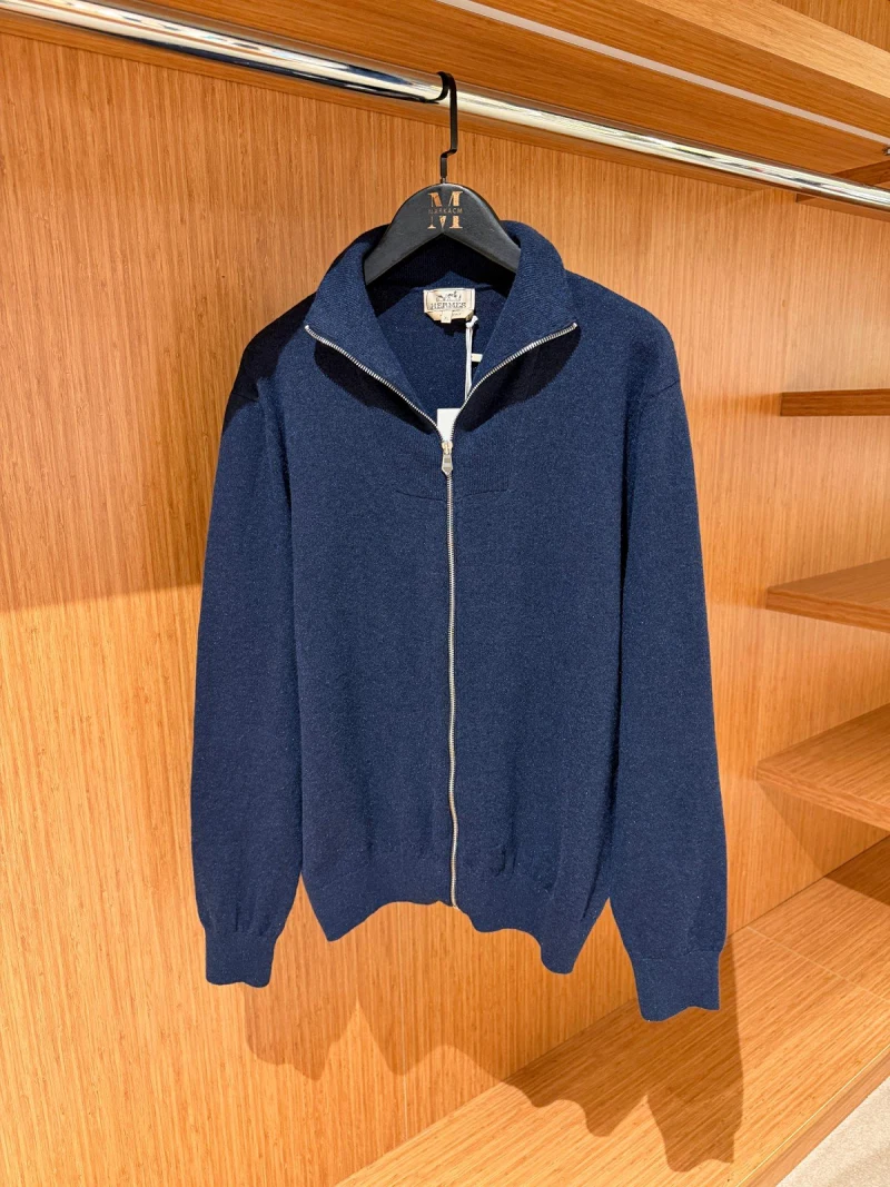 Hermes Zipped Hırka Navy Blue