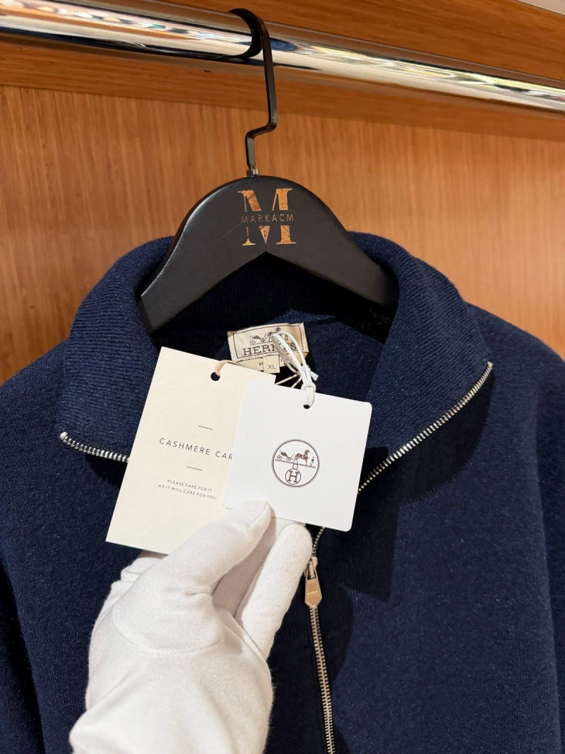 Hermes Zipped Hırka Navy Blue