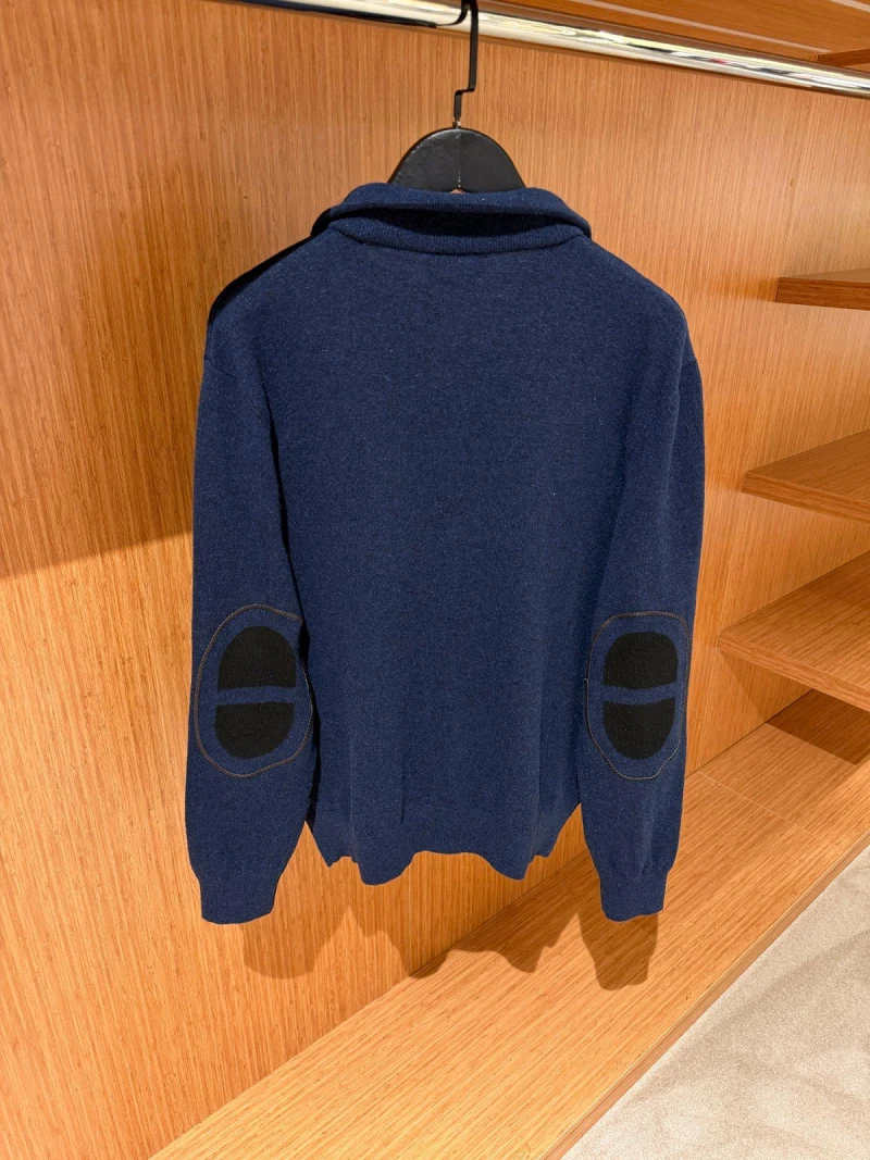 Hermes Zipped Hırka Navy Blue